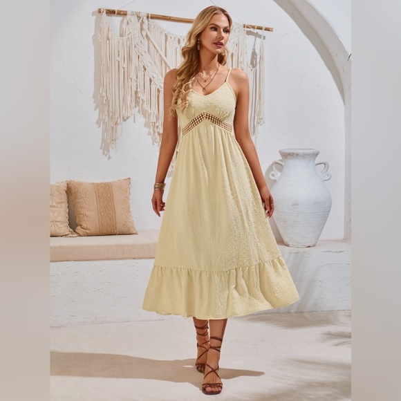 Swiss Dot Sleeveless Midi Dress Casual - Picture 4 of 6